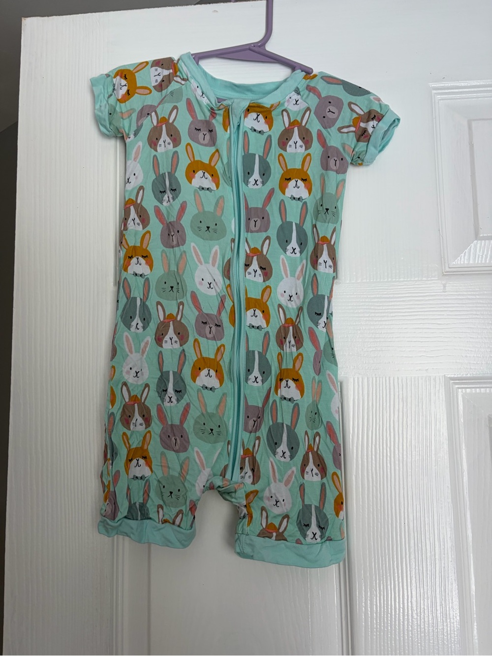 Little Sleepies Rad Rabbits Print Mint Green Short Sleeve One-Piece
